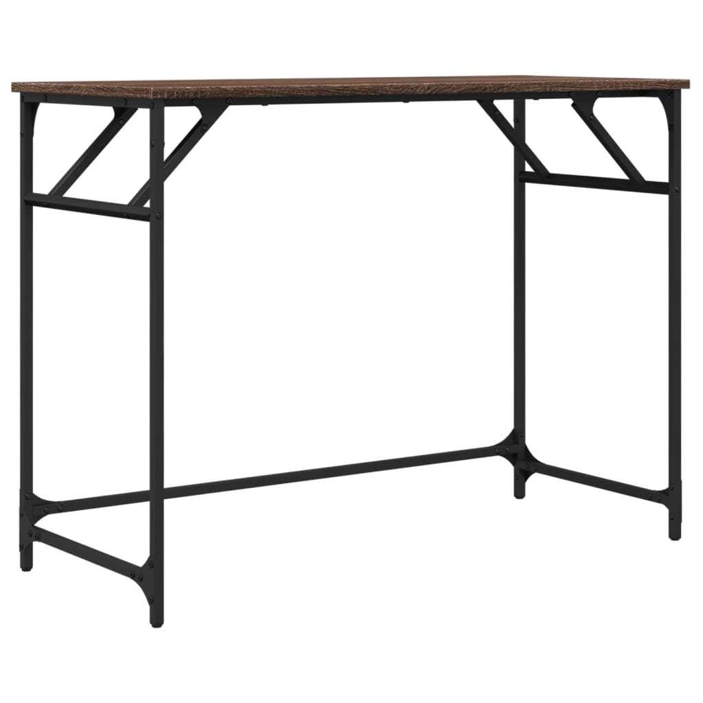 Brown Oak Desk - 100x45x76 cm - Engineered Wood & Steel