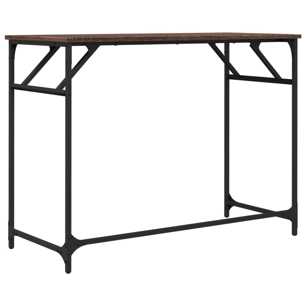 Brown Oak Desk - 100x45x76 cm - Engineered Wood & Steel