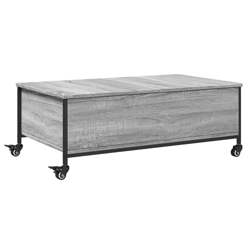 Coffee Table with Wheels Grey Sonoma 91x55x34 cm Engineered Wood
