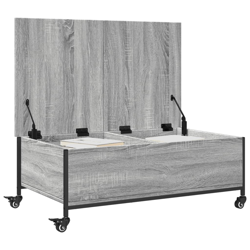 Coffee Table with Wheels Grey Sonoma 91x55x34 cm Engineered Wood