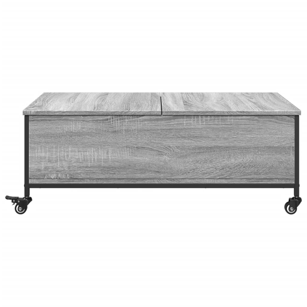 Coffee Table with Wheels Grey Sonoma 91x55x34 cm Engineered Wood