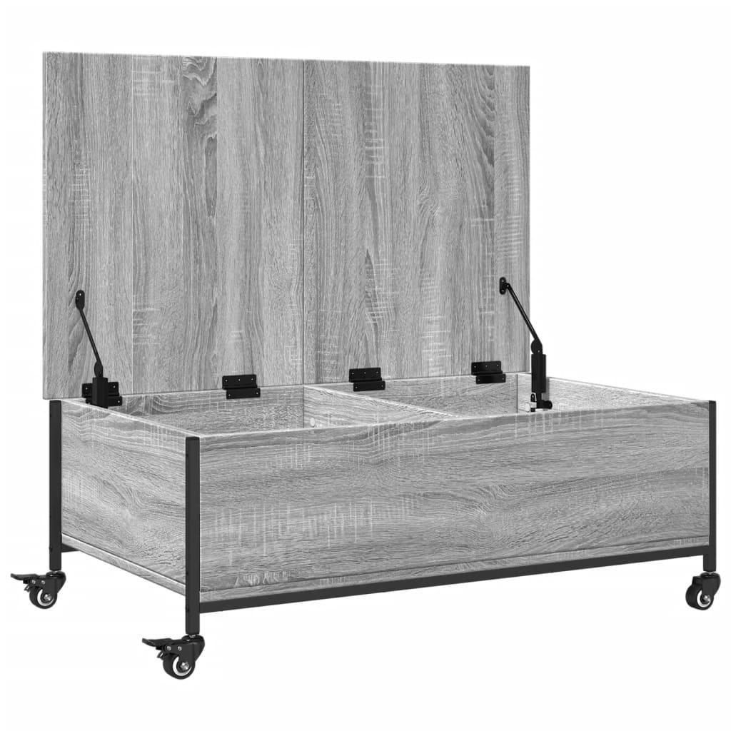Coffee Table with Wheels Grey Sonoma 91x55x34 cm Engineered Wood
