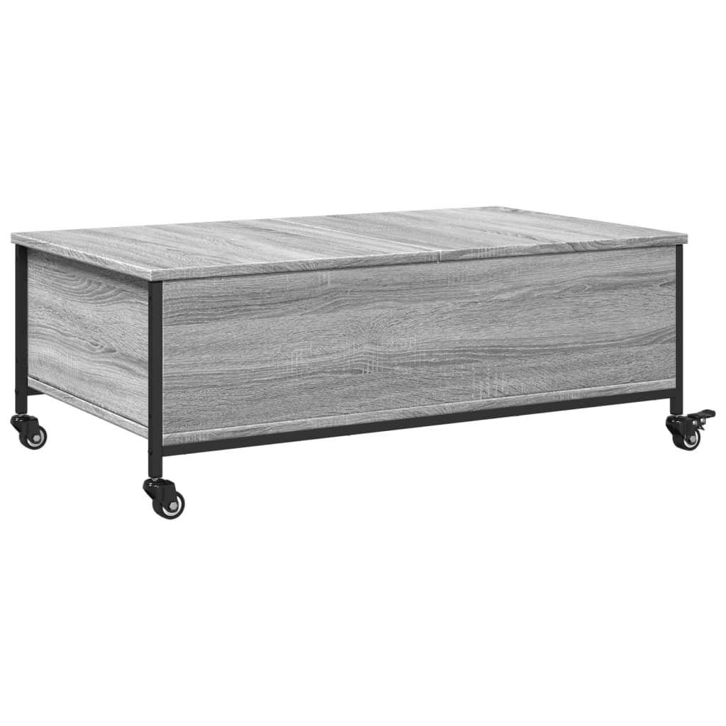 Coffee Table with Wheels Grey Sonoma 91x55x34 cm Engineered Wood