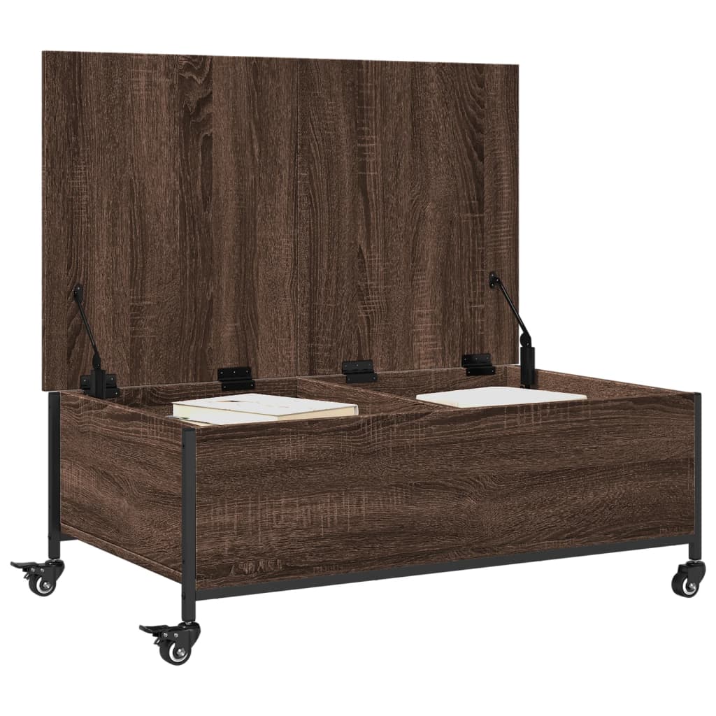 Coffee Table with Wheels Brown Oak 91x55x34 cm Engineered Wood