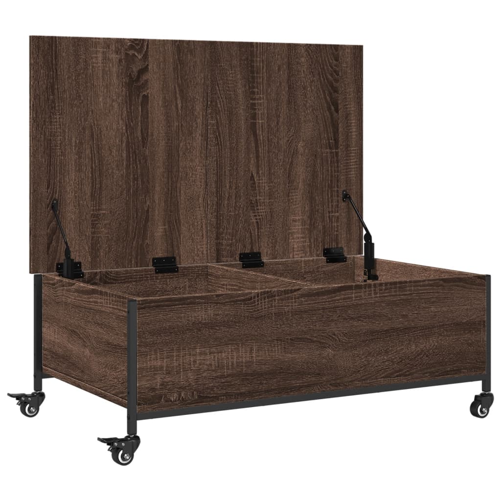 Coffee Table with Wheels Brown Oak 91x55x34 cm Engineered Wood