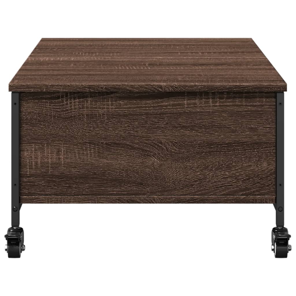 Coffee Table with Wheels Brown Oak 91x55x34 cm Engineered Wood