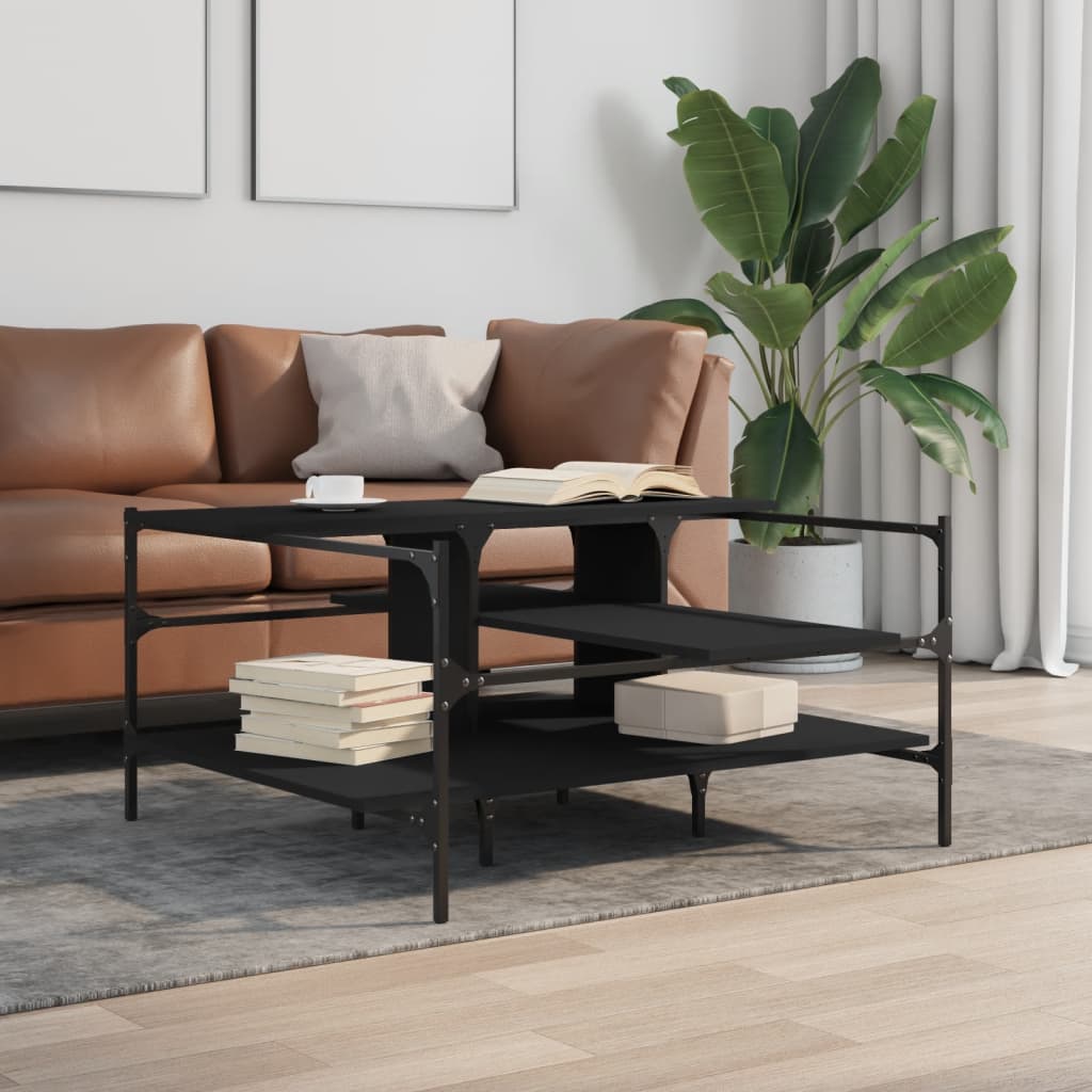 Coffee Table Black 100x100x48.5 cm Engineered Wood
