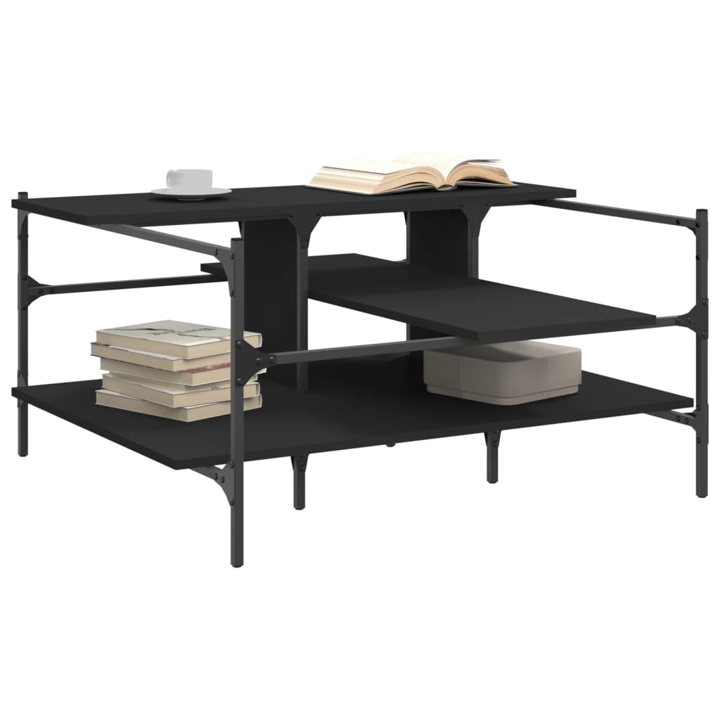 Coffee Table Black 100x100x48.5 cm Engineered Wood