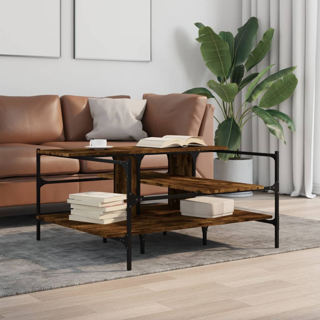 Coffee Table Smoked Oak 100x100x48.5 cm Engineered Wood