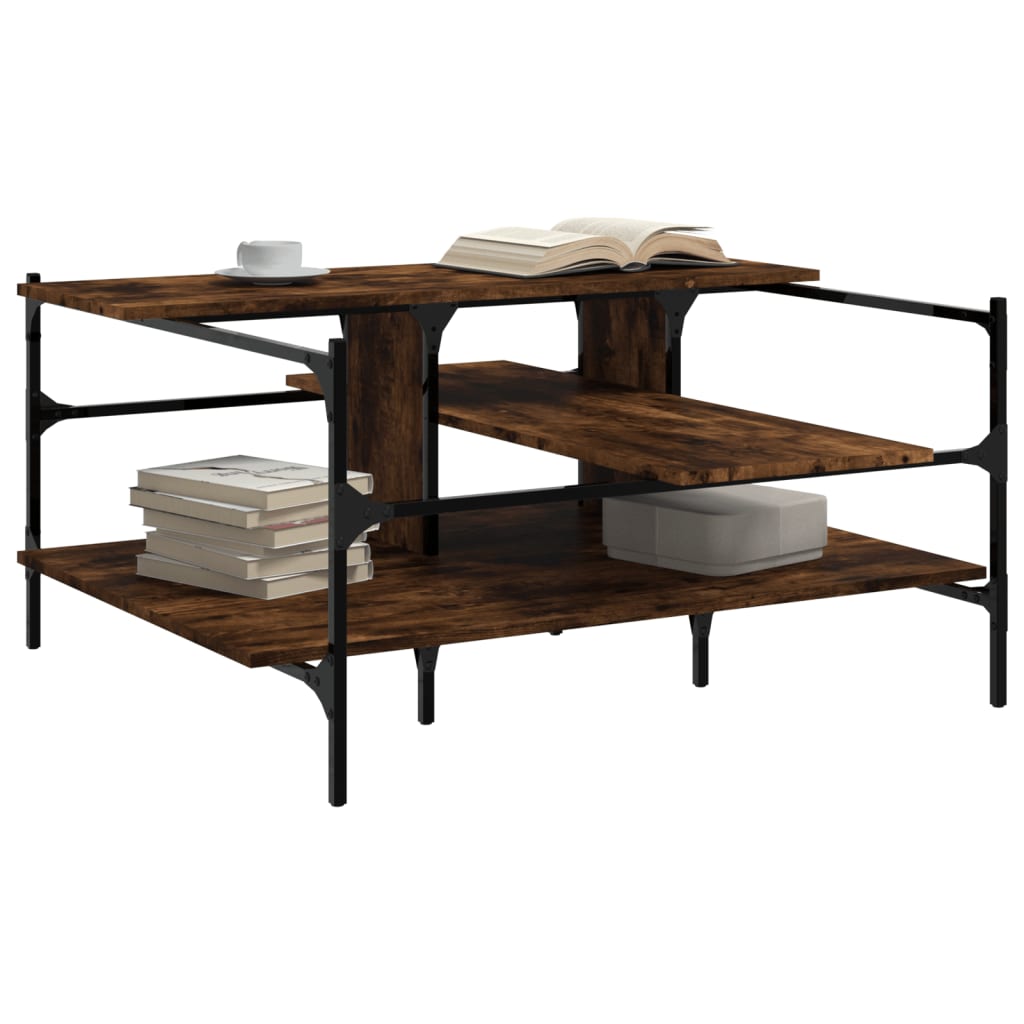 Coffee Table Smoked Oak 100x100x48.5 cm Engineered Wood
