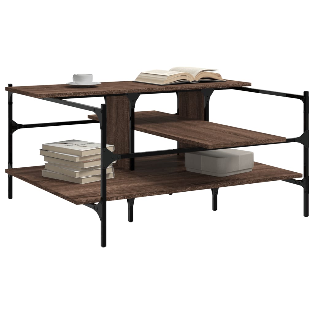 Coffee Table Brown Oak 100x100x48.5 cm Engineered Wood
