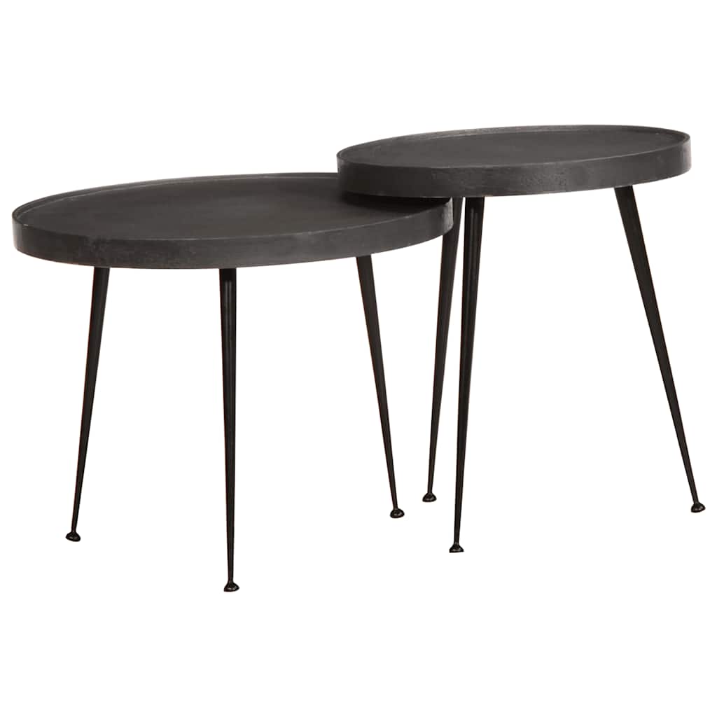 Coffee Table 2 pcs Black Engineered Wood
