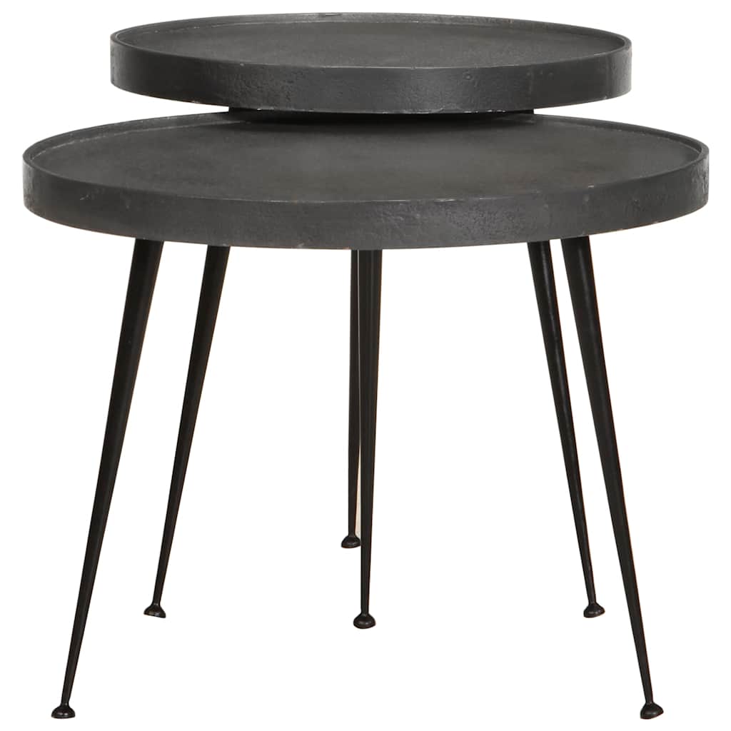 Coffee Table 2 pcs Black Engineered Wood