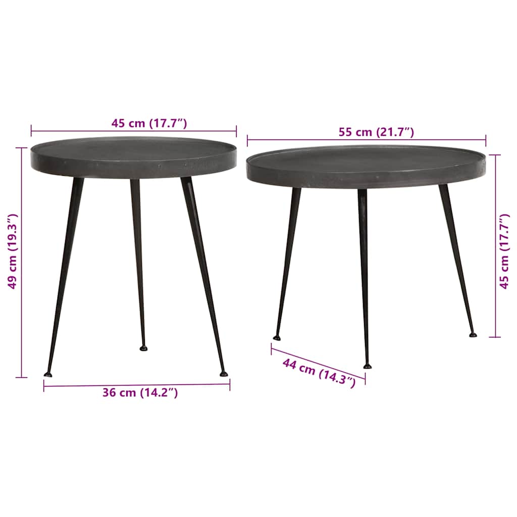 Coffee Table 2 pcs Black Engineered Wood