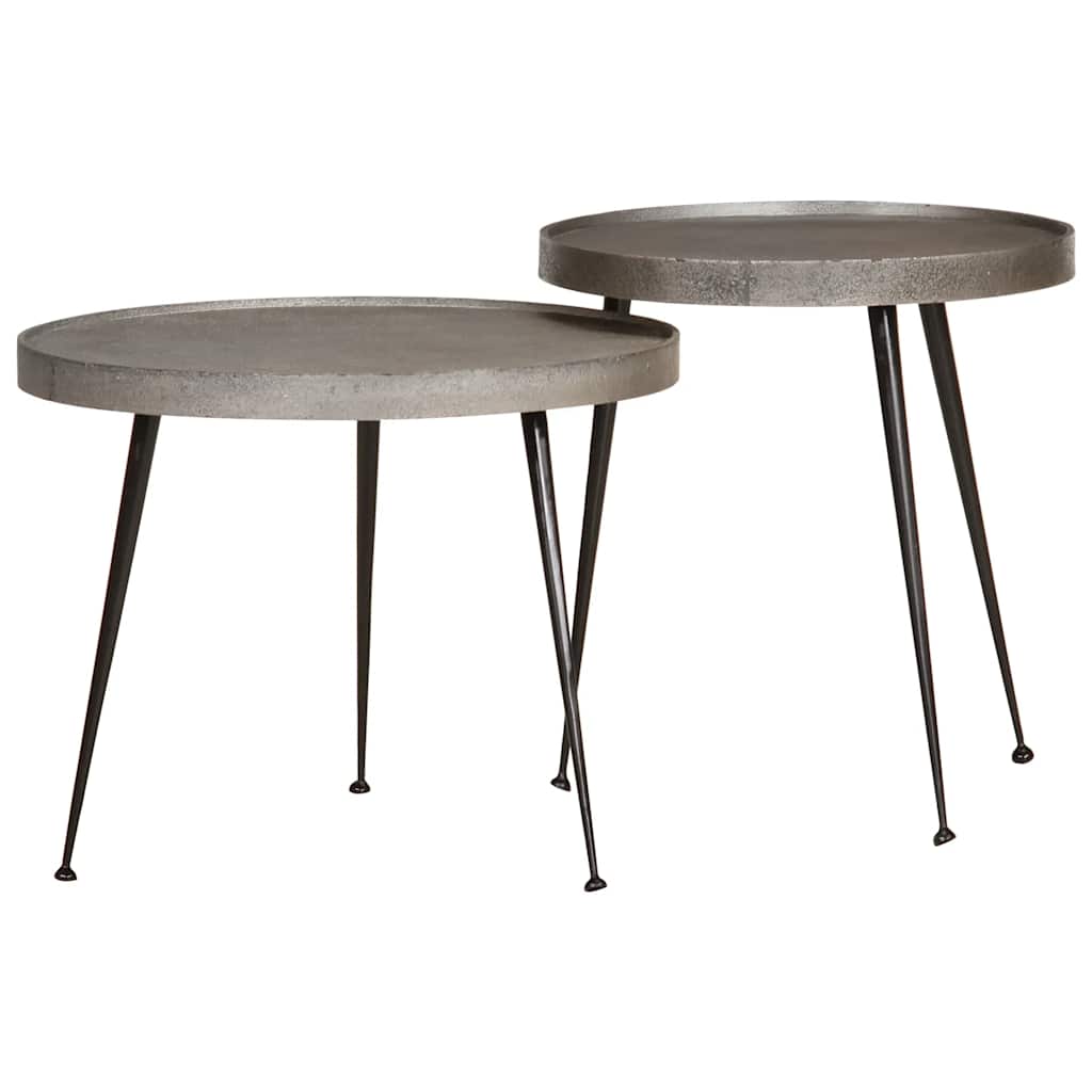 Coffee Table 2 pcs Silver Engineered Wood
