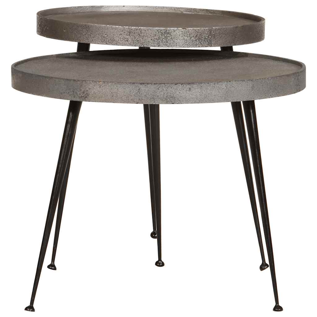Coffee Table 2 pcs Silver Engineered Wood