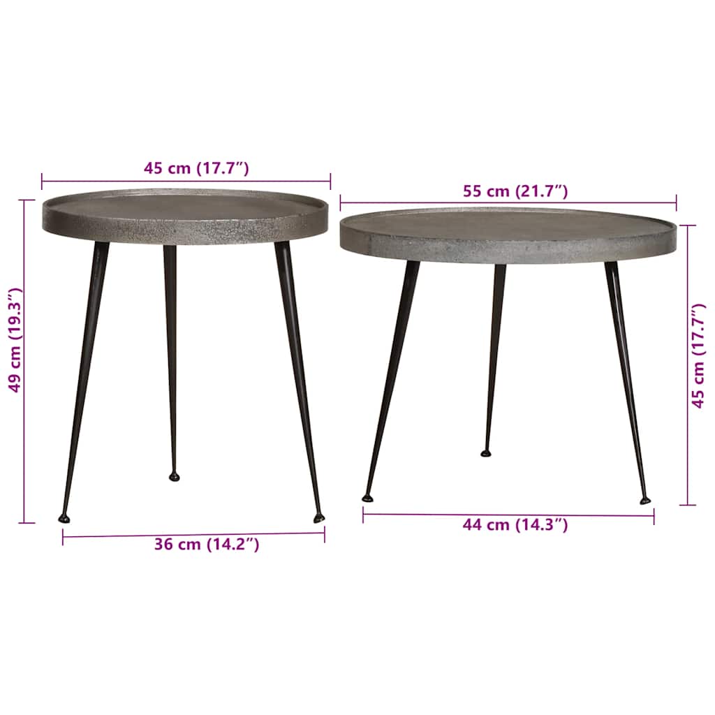 Coffee Table 2 pcs Silver Engineered Wood
