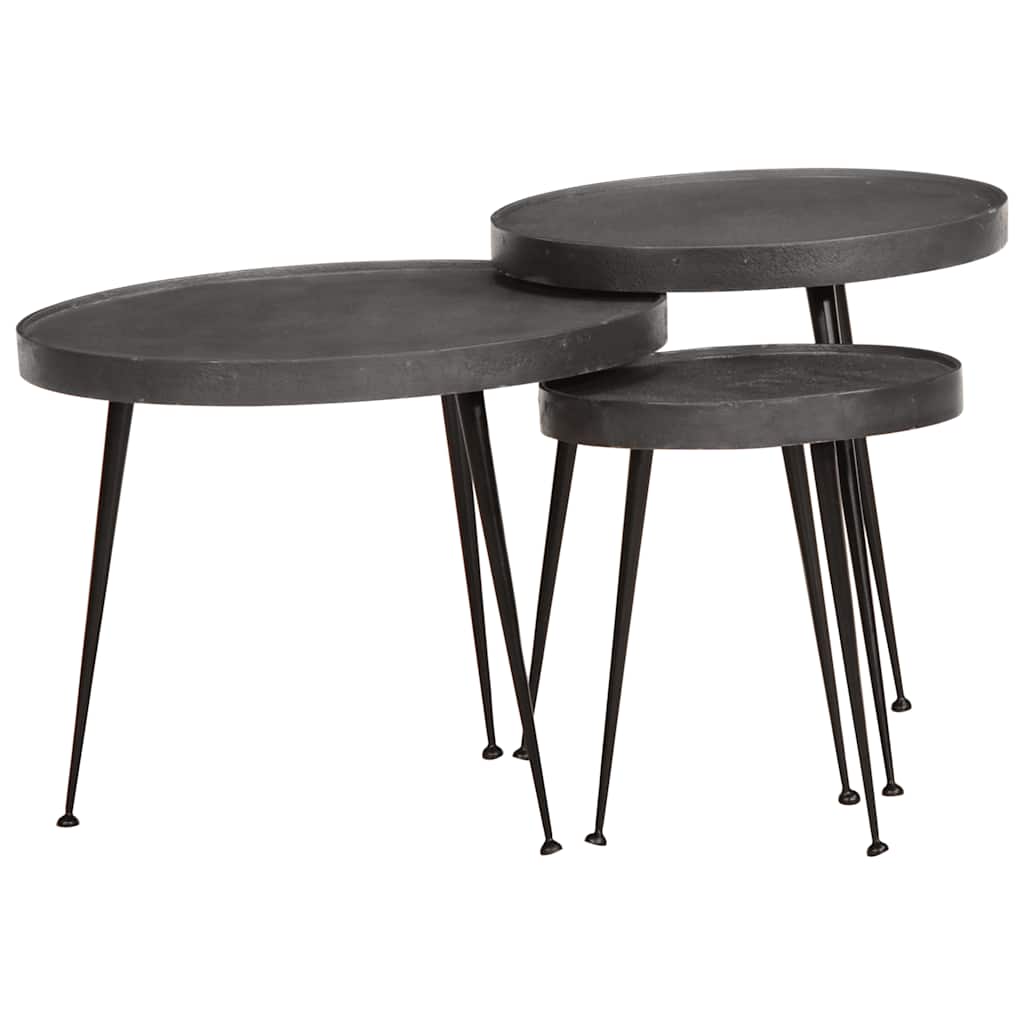 Coffee Table 3 pcs Black Engineered Wood