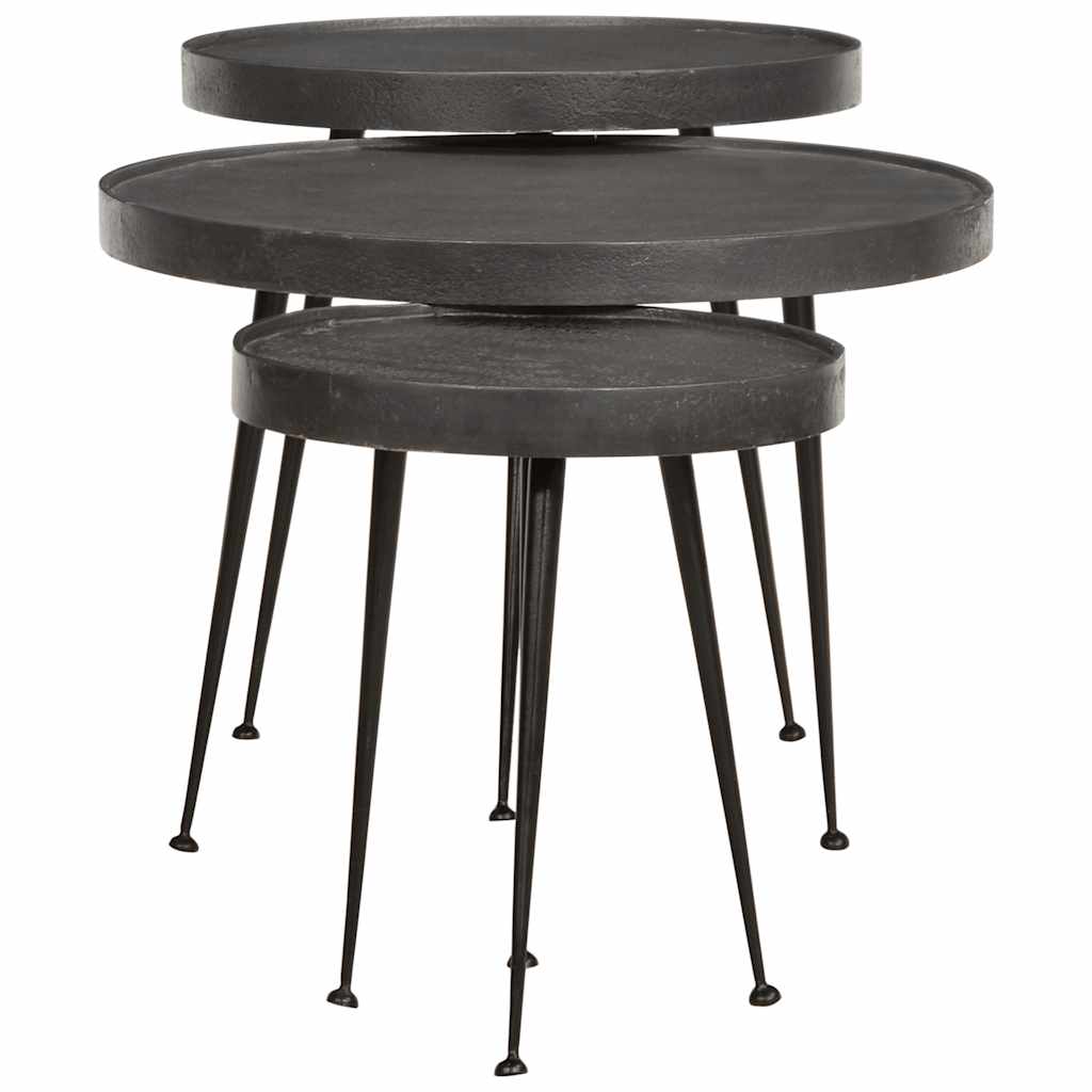 Coffee Table 3 pcs Black Engineered Wood