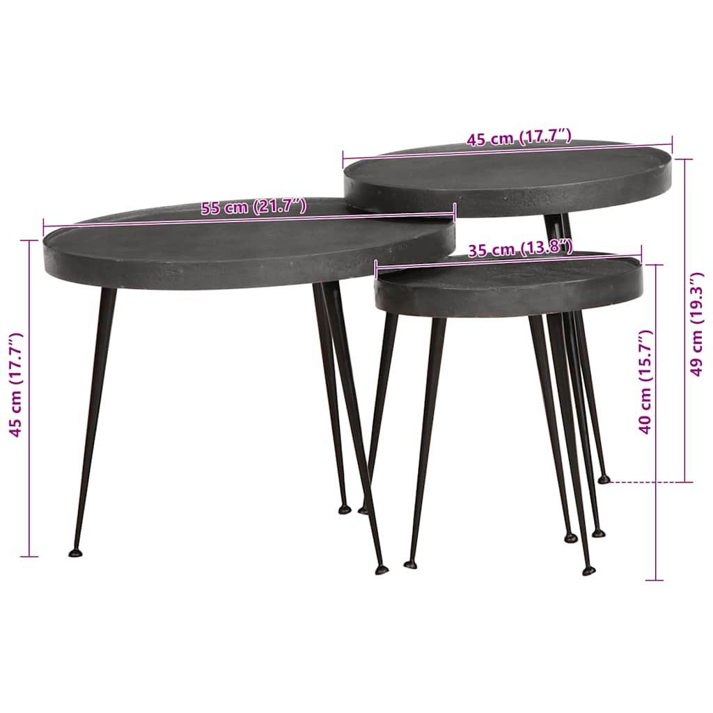 Coffee Table 3 pcs Black Engineered Wood
