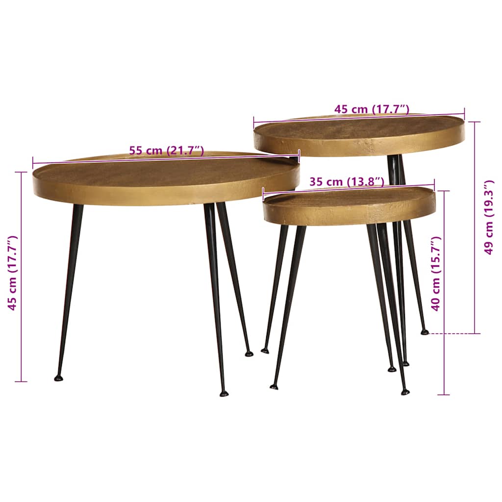 Coffee Table 3 pcs Golden Engineered Wood
