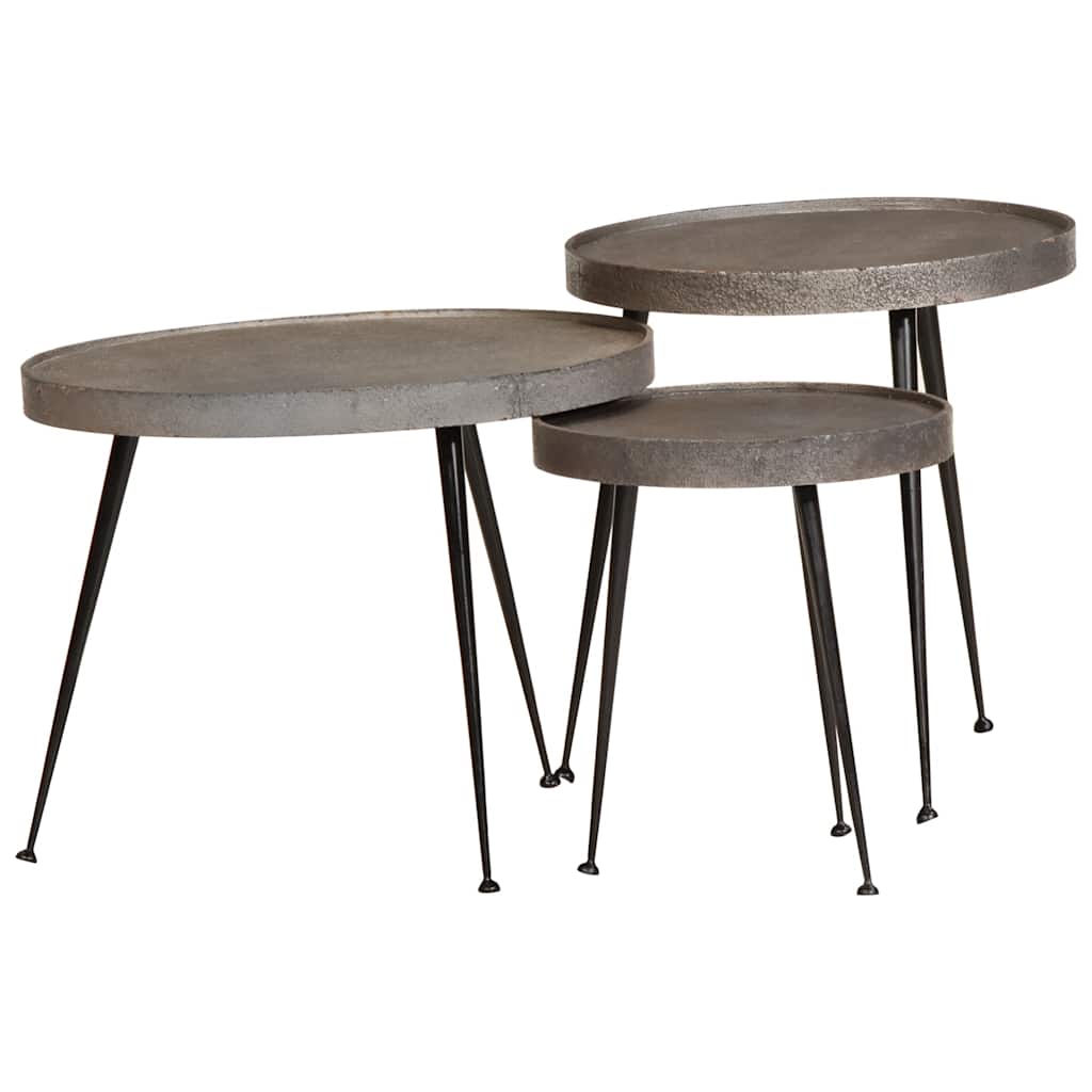 Coffee Table 3 pcs Silver Engineered Wood