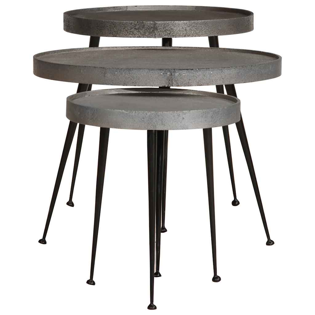 Coffee Table 3 pcs Silver Engineered Wood