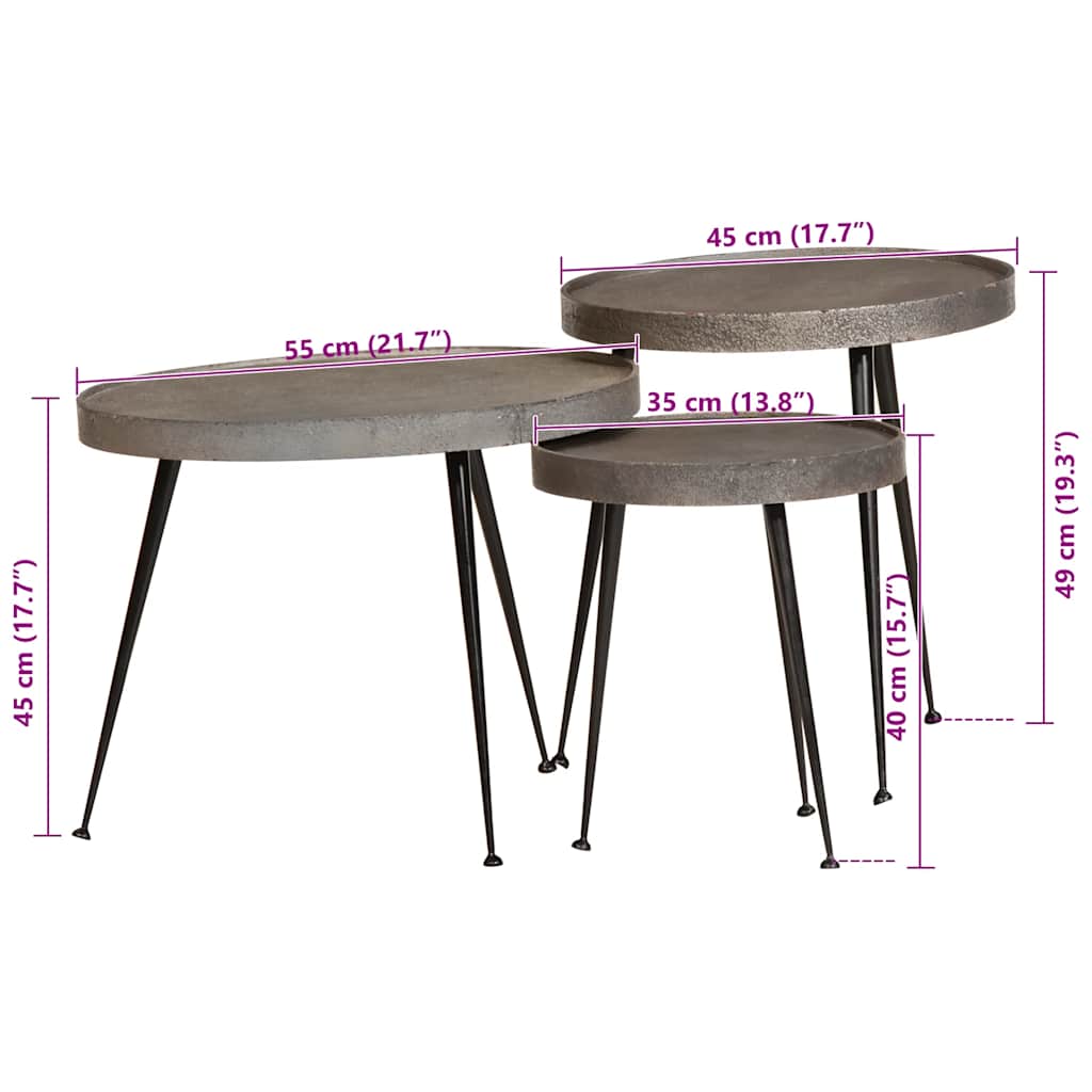Coffee Table 3 pcs Silver Engineered Wood