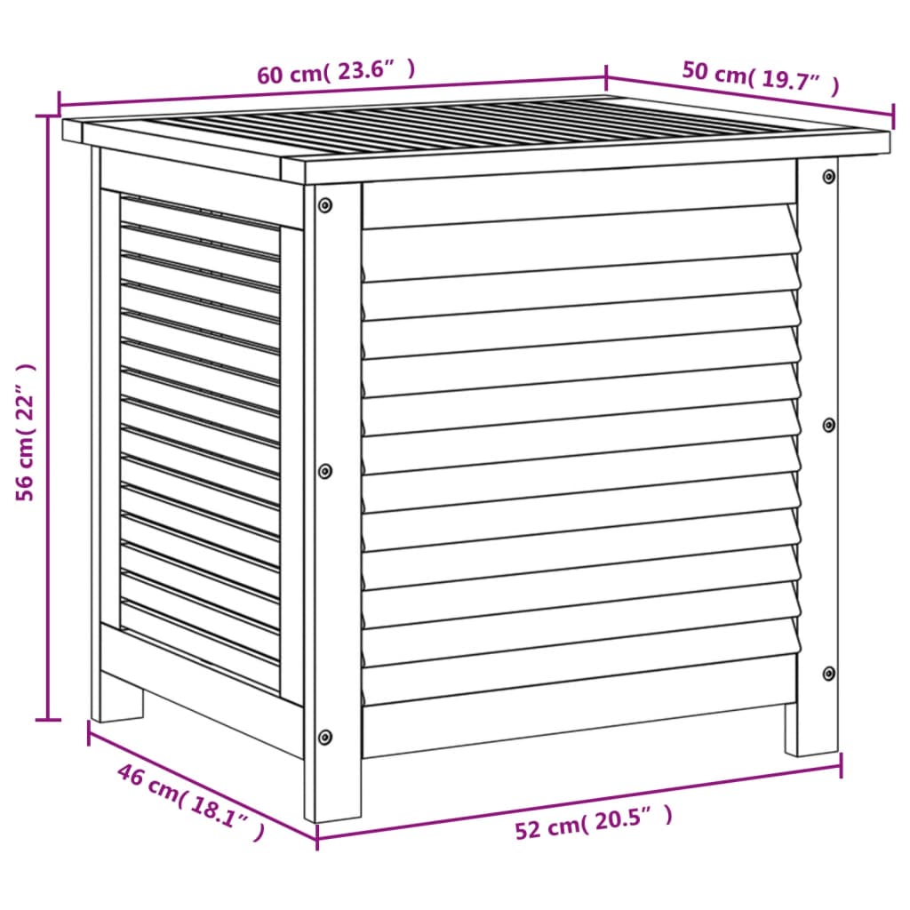 Acacia Wood Garden Storage Box with Louver 60x50x56 cm