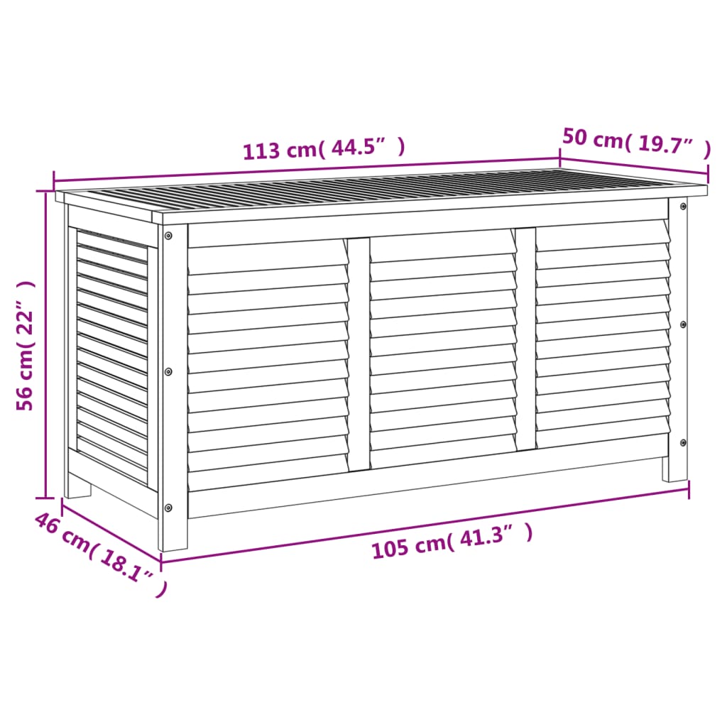 Acacia Wood Garden Storage Box with Louver 113x50x56 cm