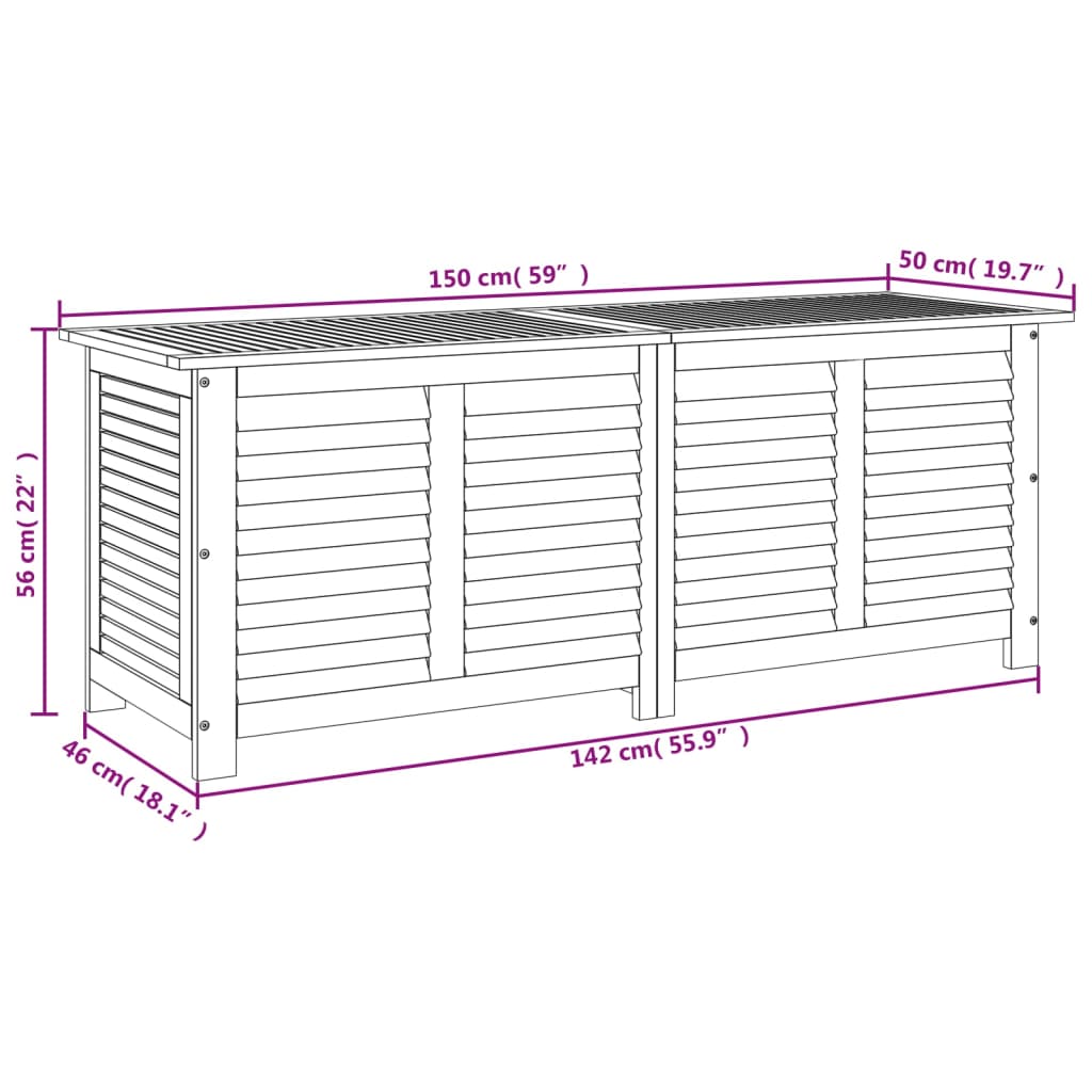 Acacia Wood Garden Storage Box with Louver 150x50x56 cm