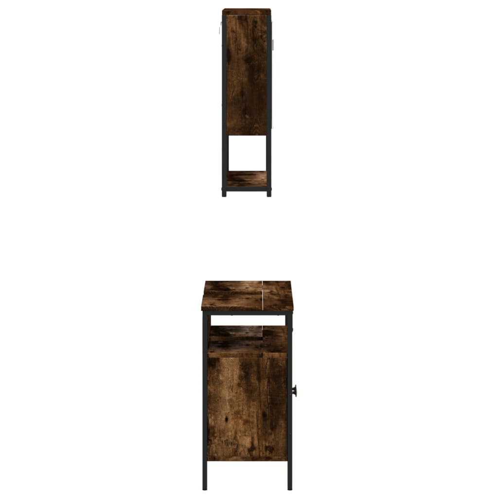 2 Piece Bathroom Furniture Set Smoked Oak Engineered Wood