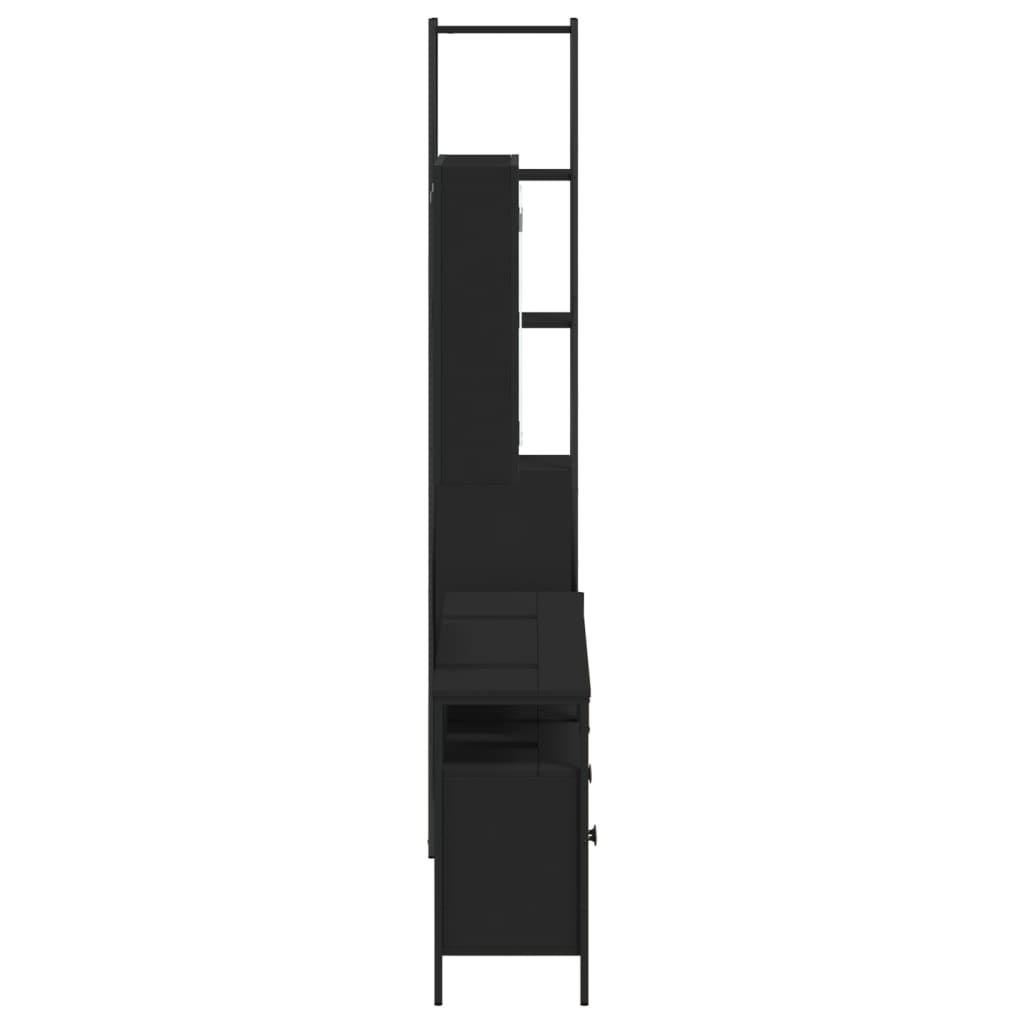 4 Piece Bathroom Cabinet Set Black Engineered Wood