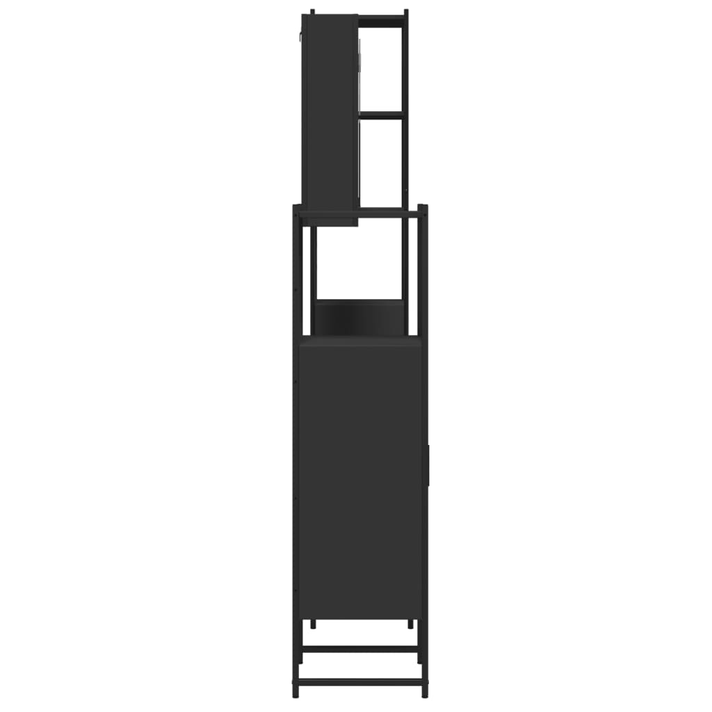 4 Piece Bathroom Cabinet Set Black Engineered Wood