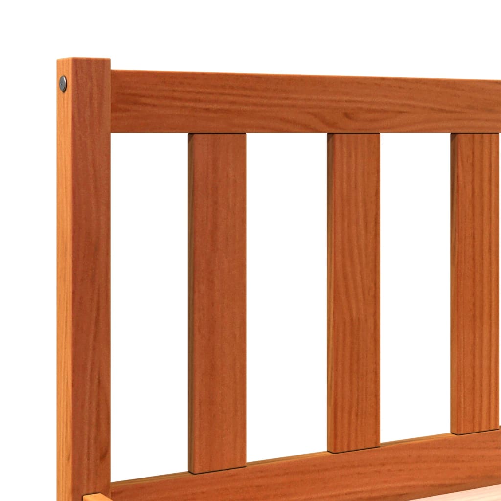 Solid Pine Bed Frame 140x190 cm Wax Brown Finish (No Mattress)