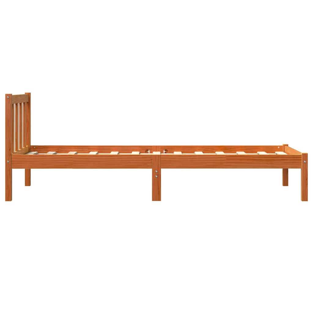 Wax Brown Solid Pine Bed Frame 90x200 cm - Mattress Not Included