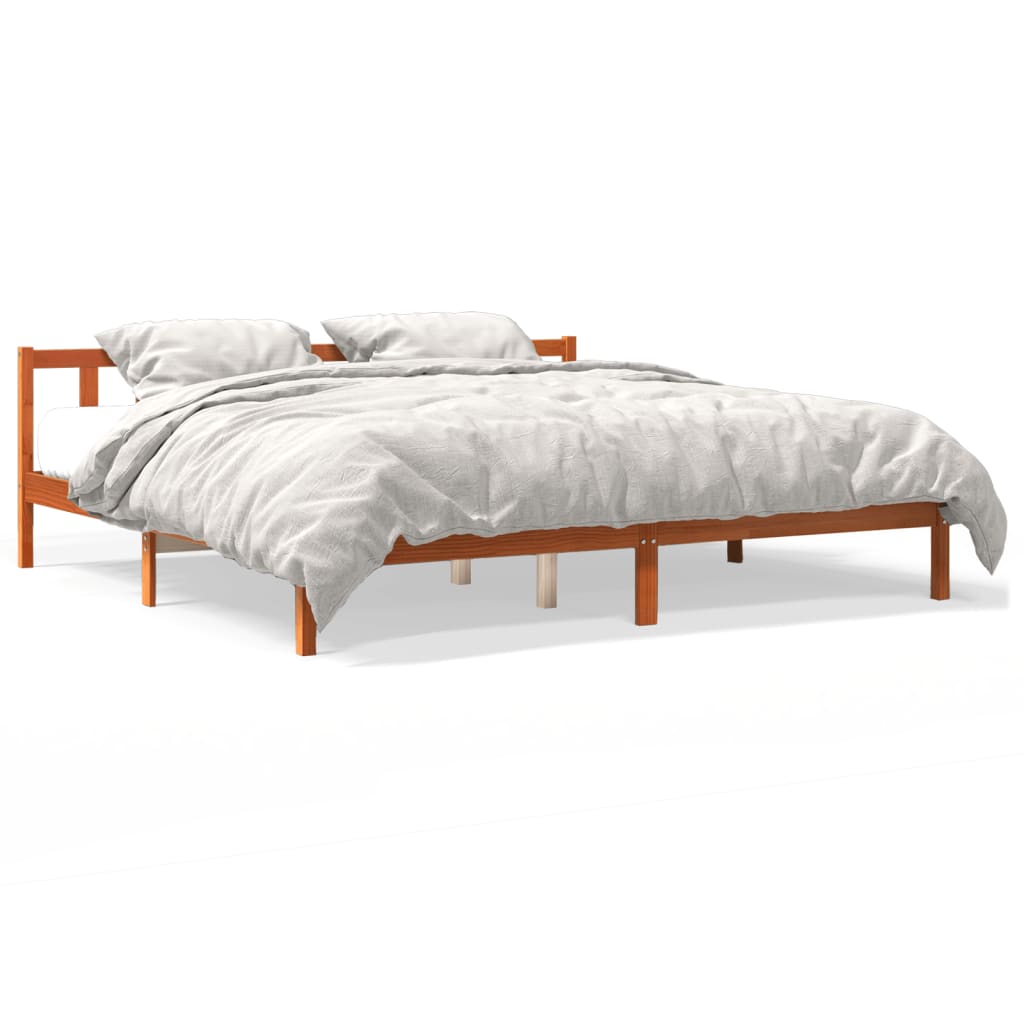 Solid Pine Bed Frame, Wax Brown, Super King 180x200 cm
