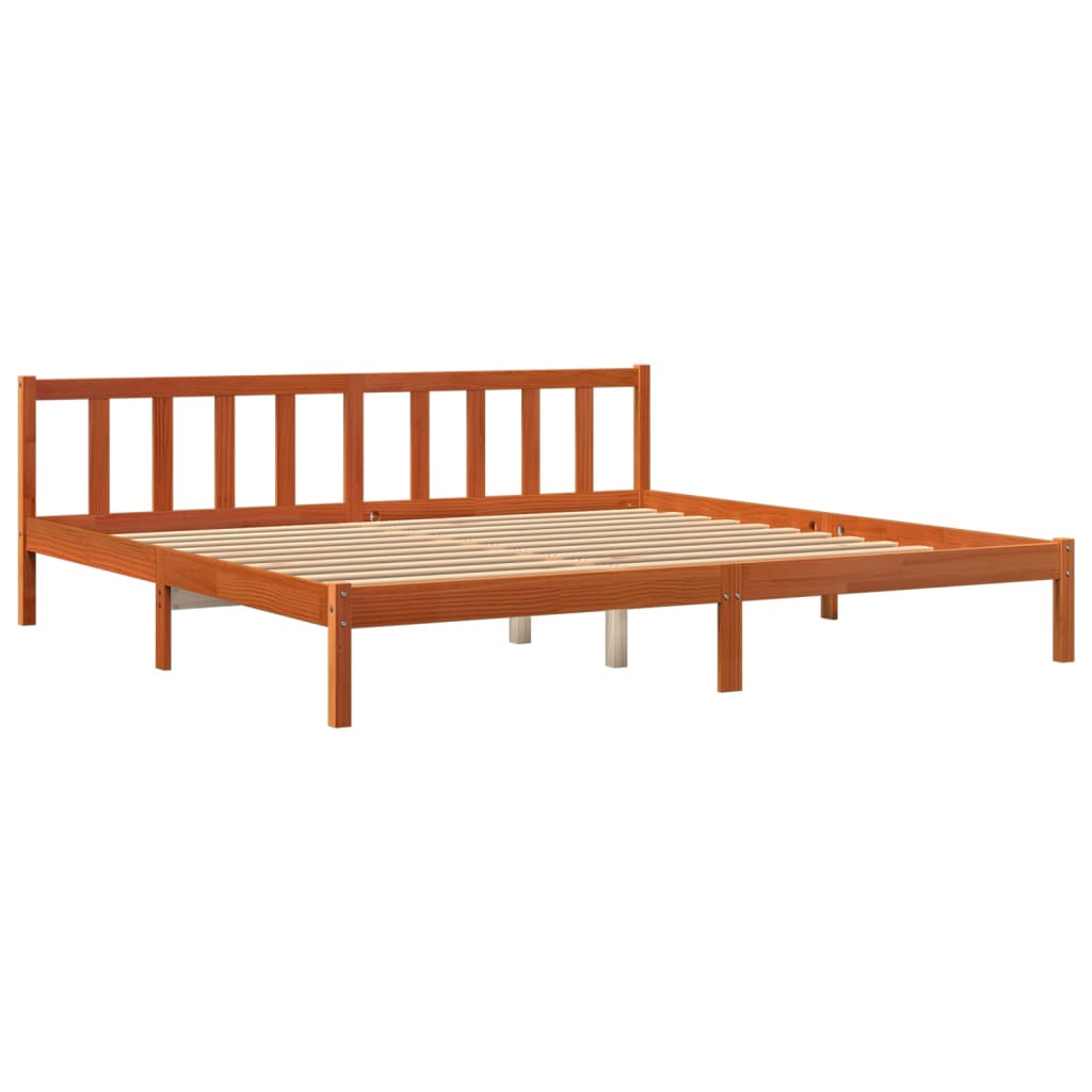 Solid Pine Bed Frame, Wax Brown, Super King 180x200 cm