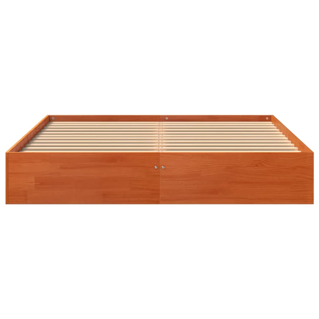 Solid Pine Bed Frame 140x200 cm, Wax Brown - No Mattress Included