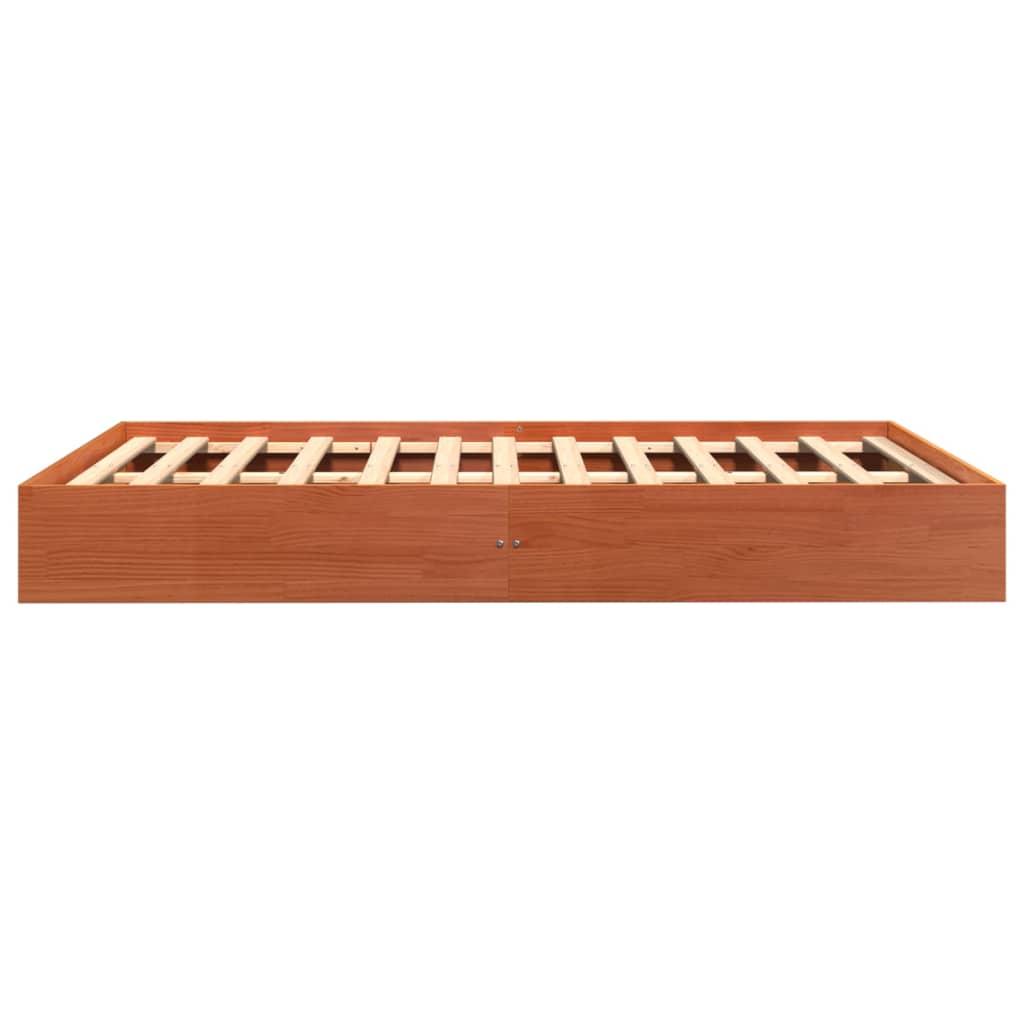 Solid Pine Bed Frame 140x200 cm, Wax Brown - No Mattress Included