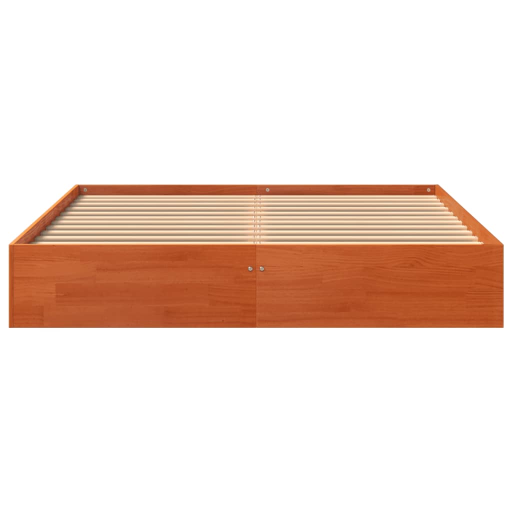 Solid Pine Wood Bed Frame 120x200 cm - Wax Brown Finish