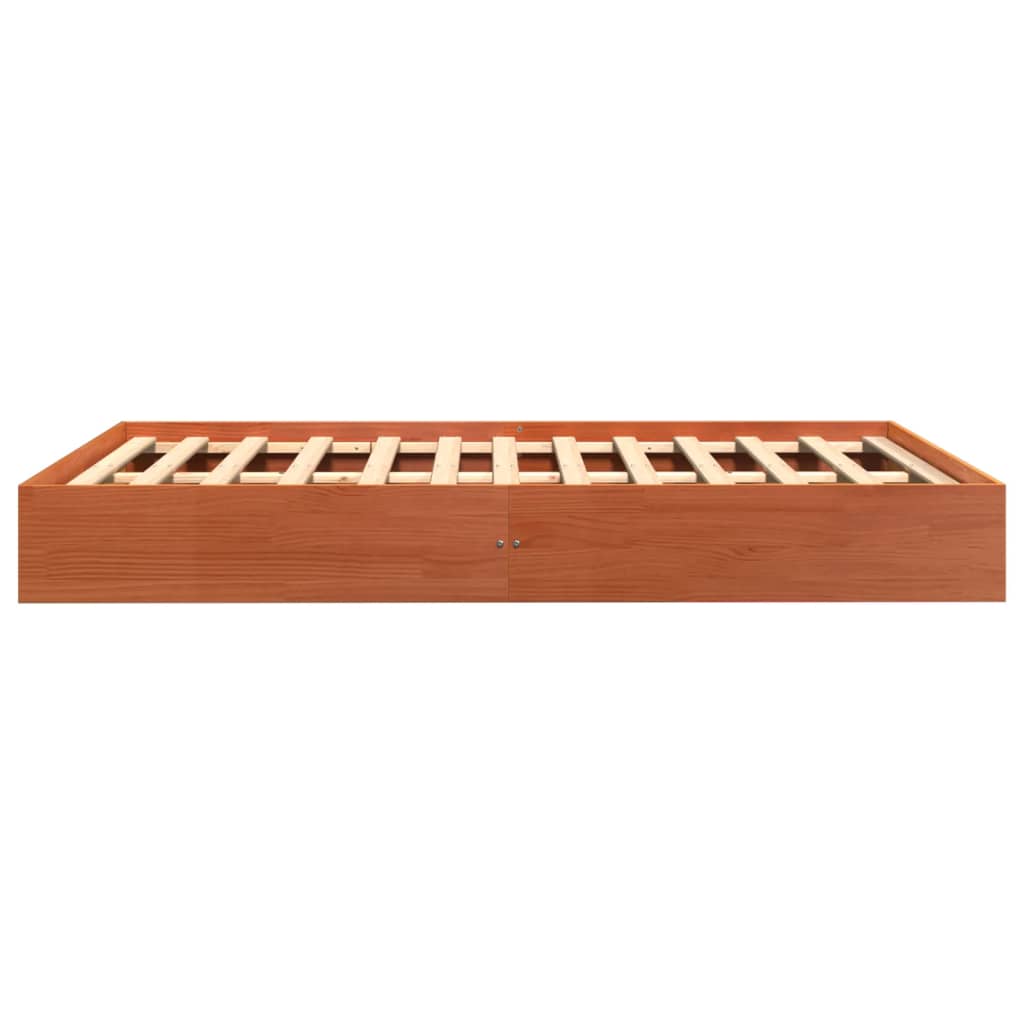 Solid Pine Wood Bed Frame 120x200 cm - Wax Brown Finish