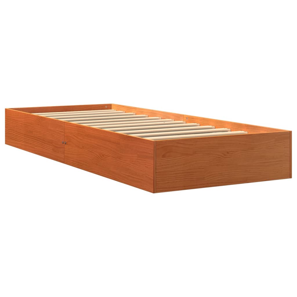 Solid Pine Wood Bed Frame, Wax Brown, Single 90x190 cm