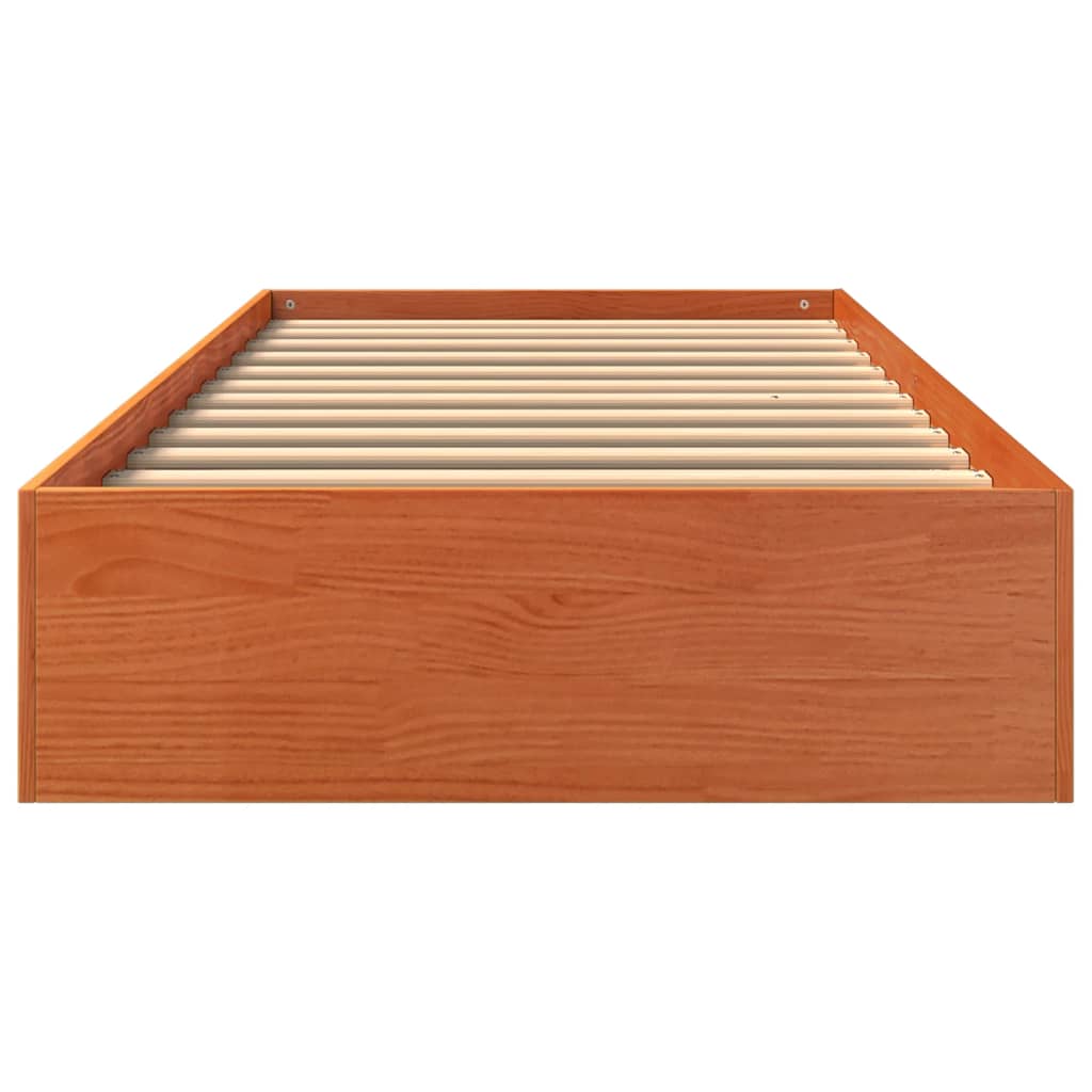Solid Pine Wood Bed Frame, Wax Brown, Single 90x190 cm
