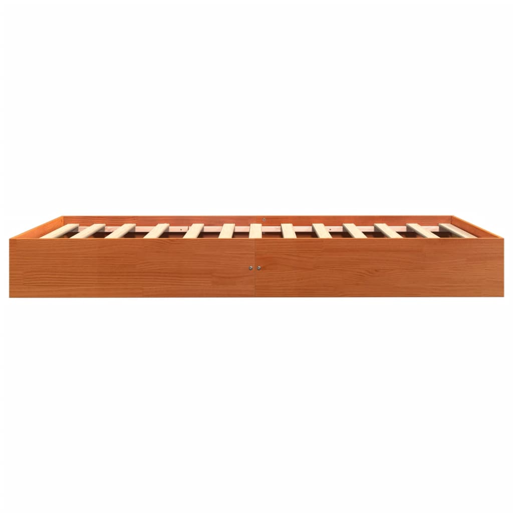 Solid Pine Wood Bed Frame, Wax Brown, Single 90x190 cm