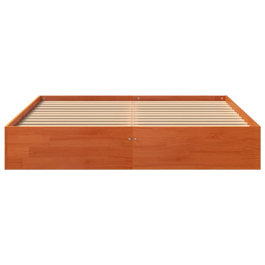 Solid Pine Bed Frame in Wax Brown, 120x190 cm, Small Double