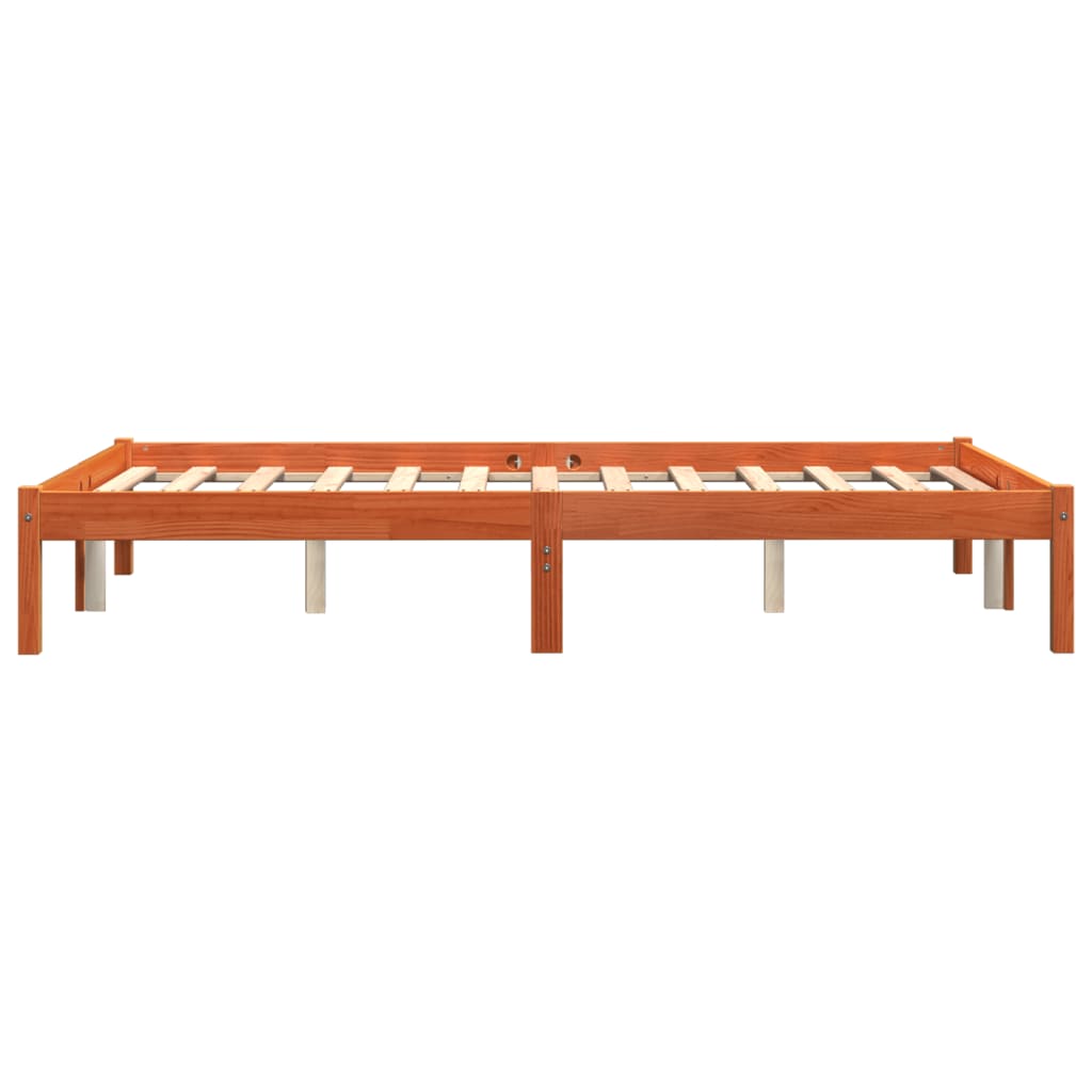 Solid Pine Wood Bed Frame Wax Brown 140x190 cm
