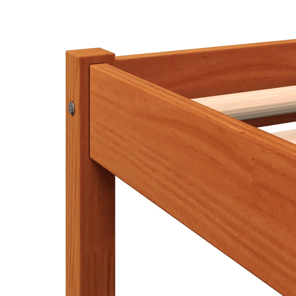 Solid Pine Wood Bed Frame Wax Brown 140x190 cm