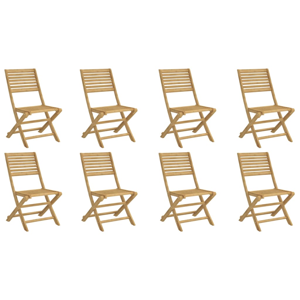 8-Piece Folding Garden Chairs - Solid Acacia Wood, 48.5x61.5x87 cm