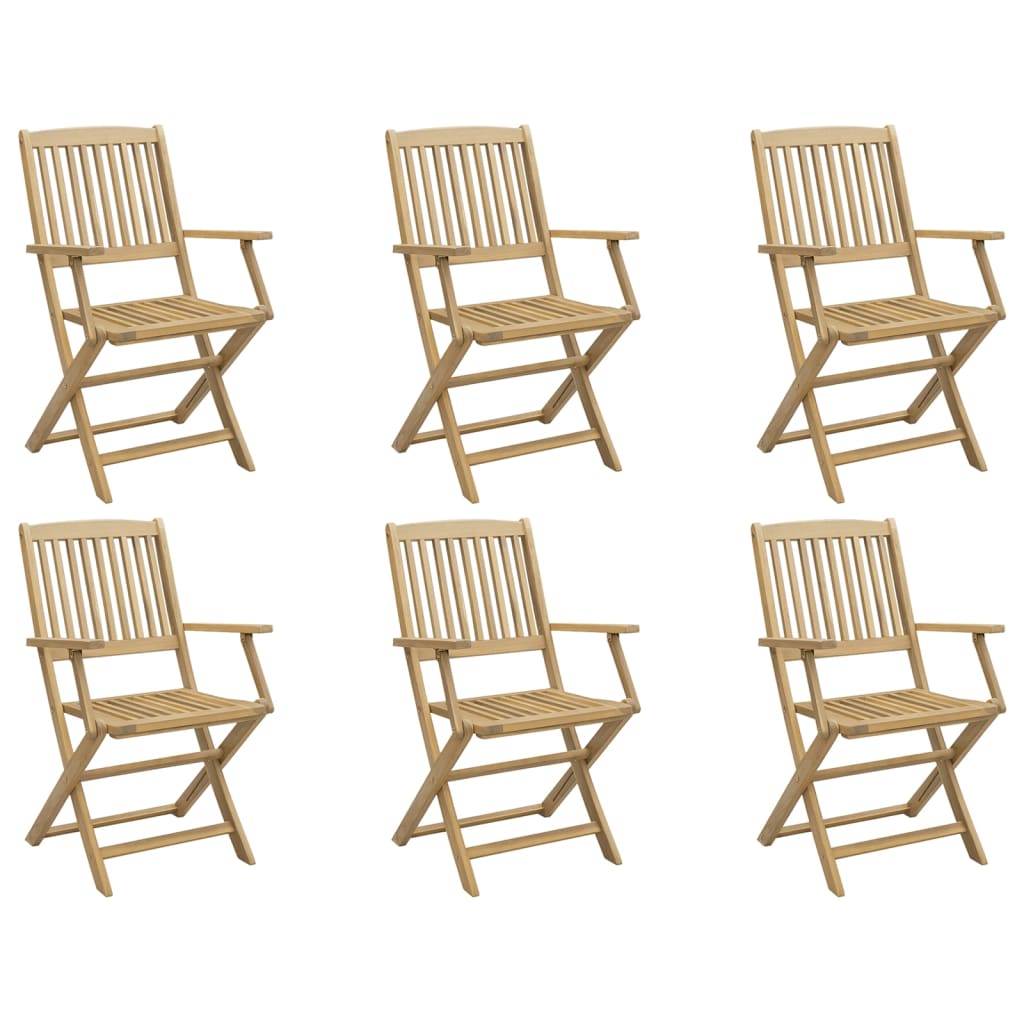 Set of 6 Acacia Wood Folding Garden Chairs 54.5x58x90 cm